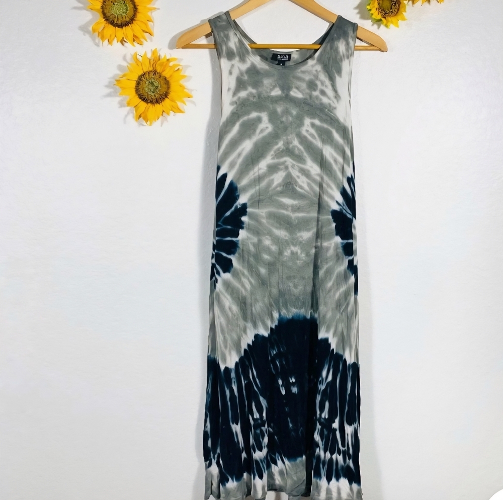 Women's Tie-Dye Maxi Dress - A New Approach Green White Navy Blue